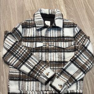 Joie Brown and White Jean Jacket Classic Style